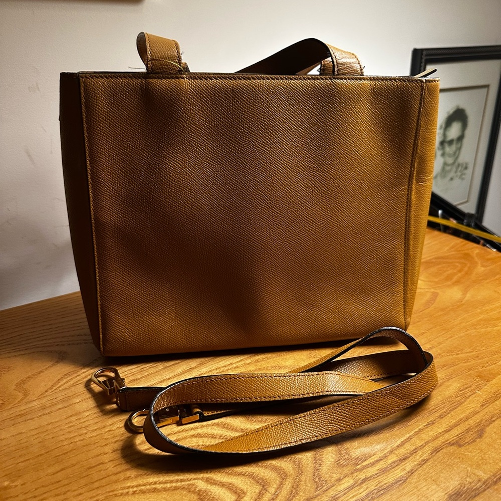 Celine Goldenrod Leather Square Tote Bag w/Crossbody Strap - Picture 4 of 15